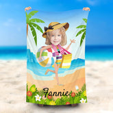Lofaris Personalized Swimming Girl Ball Travel Beach Towel